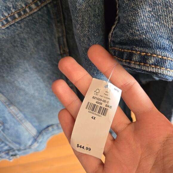 Old Navy Relaxed Classic Jean Jacket 4X NWT Button Front Collared Coat Blue - Picture 4 of 5